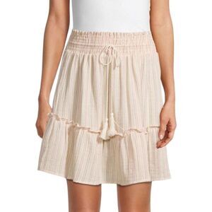 Heroes & Dreamers Medium NEW NWT Saks Layered Striped Mini Skirt Gold